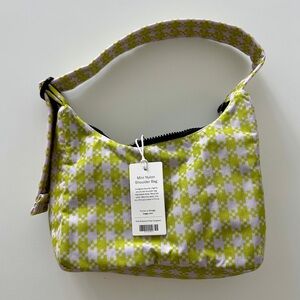 NWT BAGGU Pink Pistachio Pixel Gingham Mini Nylon Shoulder Bag